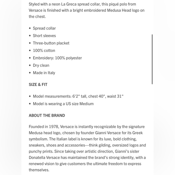 NWT Versace Medusa Pop Piqué Polo - Picture 6 of 11